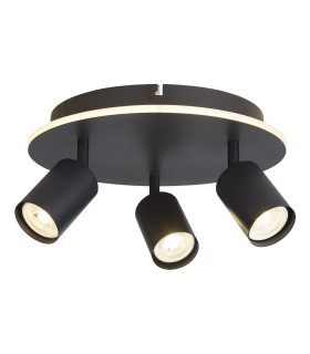 San Diego 3 Light Flush Ceiling Light Matt Black 4x GU10-1