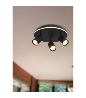 San Diego 3 Light Flush Ceiling Light Matt Black 4x GU10-2