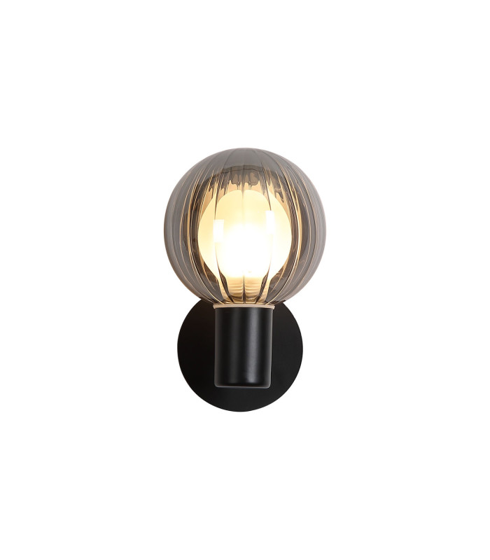 Luminsphere Wall Light Matt Black Smoked Glass IP44 1x G9-3