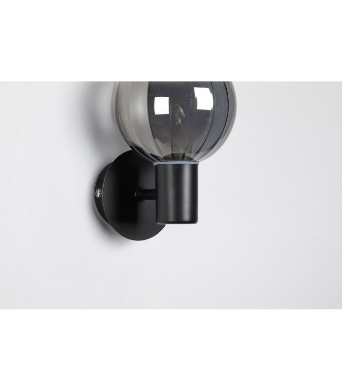 Luminsphere Wall Light Matt Black Smoked Glass IP44 1x G9-5