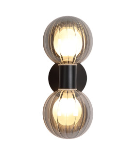 Luminsphere Wall Light Matt Black Smoked Glass IP44 2x G9-1