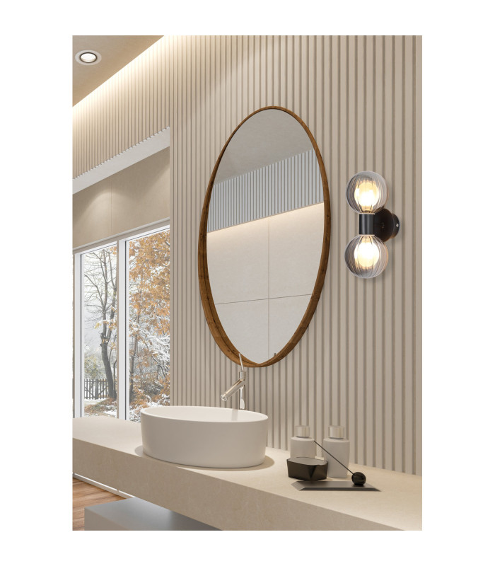 Luminsphere Wall Light Matt Black Smoked Glass IP44 2x G9-2