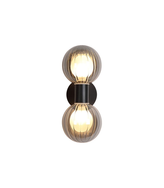 Luminsphere Wall Light Matt Black Smoked Glass IP44 2x G9-3