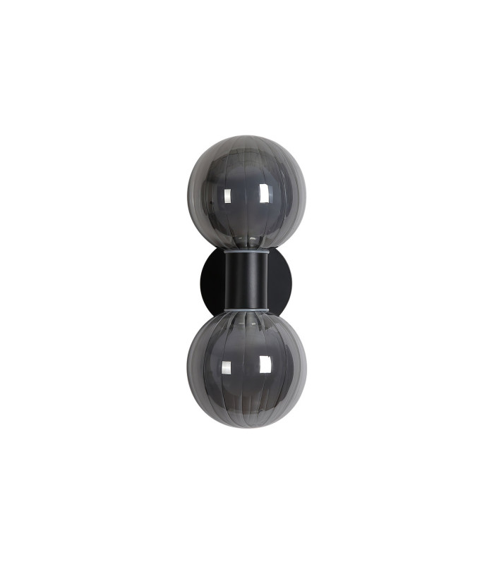 Luminsphere Wall Light Matt Black Smoked Glass IP44 2x G9-4