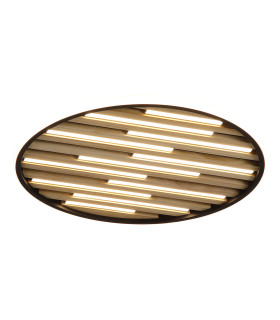 Equalise LED Flush Ceiling Light Matt Black & Wood-1