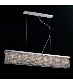 Ceiling Pendant Rectangular 9 Light Polished Chrome, Crystal - 2