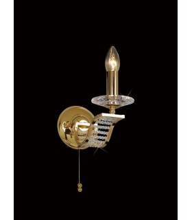 Wall Lamp 1 Candle Light French Gold, Crystal - 2