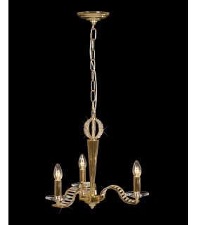 Ceiling Pendant Chandelier 3 Light French Gold, Crystal - 2