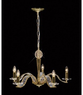 Ceiling Pendant Chandelier 5 Light French Gold, Crystal - 2