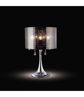 Table Lamp with Chrome Shade 3 Light Polished Chrome, Crystal - 2