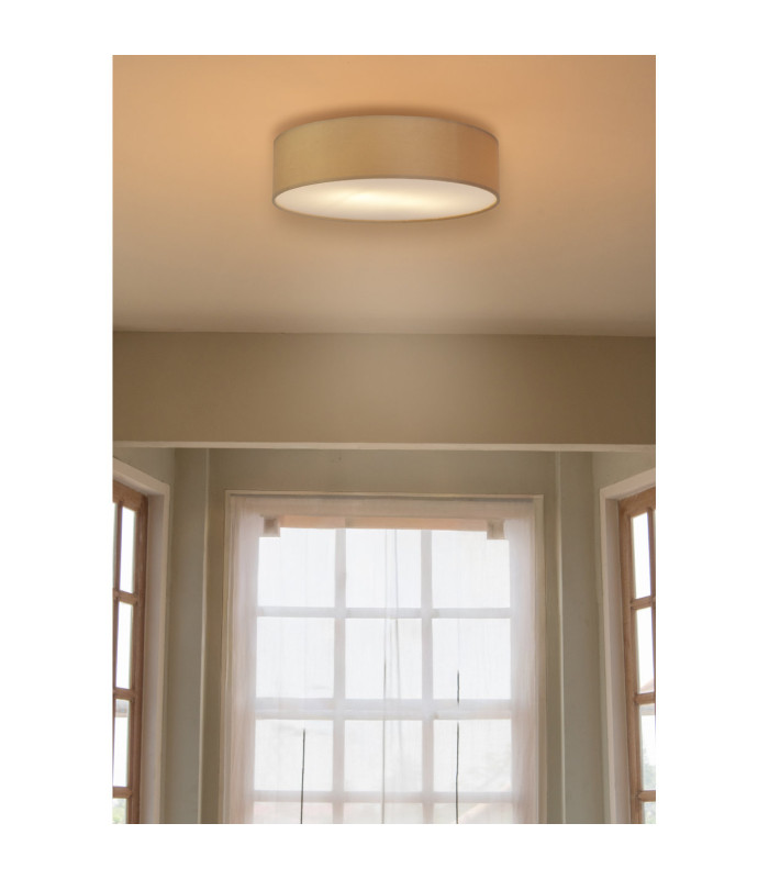Drum Flush Ceiling Light Champagne Velvet Shade 3x E27-2