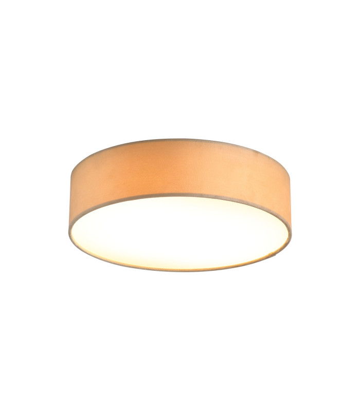 Drum Flush Ceiling Light Champagne Velvet Shade 3x E27-3