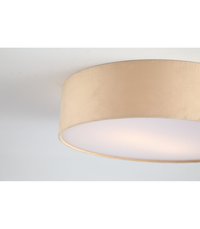 Drum Flush Ceiling Light Champagne Velvet Shade 3x E27-5
