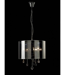 Ceiling Pendant with Chrome Shade 3 Light Polished Chrome, Crystal - 2