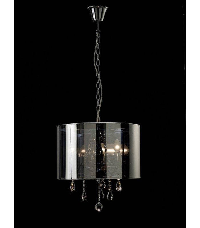 Ceiling Pendant with Chrome Shade 3 Light Polished Chrome, Crystal - 2
