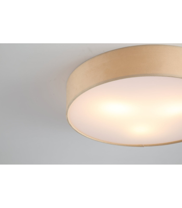 Drum 3 Light Flush Ceiling Light Champagne Velvet Shade 5x G9-5