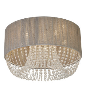 Bellano 5 Light Flush Ceiling Light Chrome Grey Fabric 3x G9-1