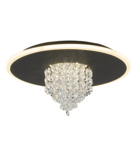 Deluge LED Flush Ceiling Light Black Crystal Glass-1