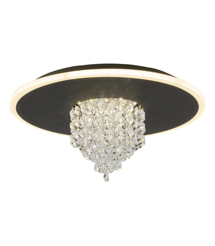 Deluge LED Flush Ceiling Light Black Crystal Glass-1