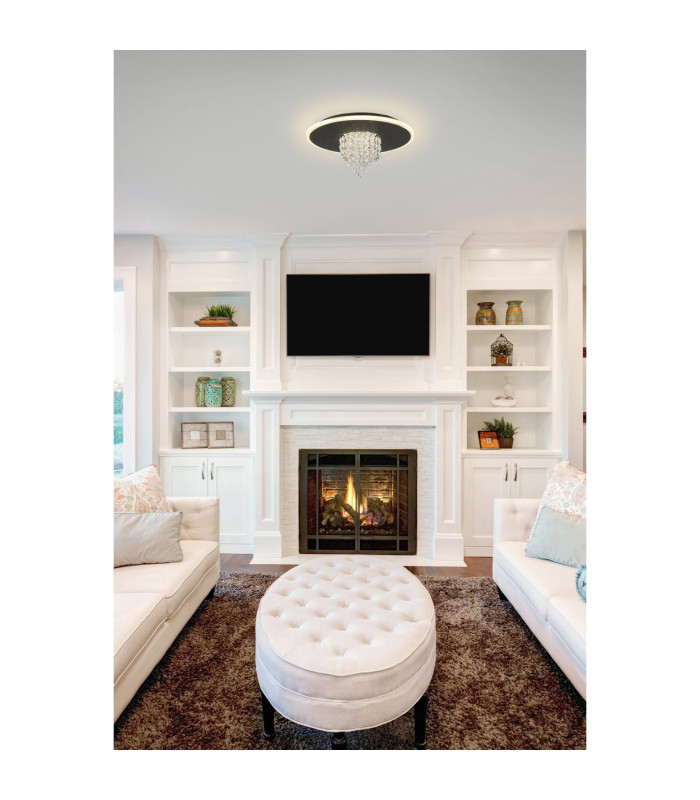 Deluge LED Flush Ceiling Light Black Crystal Glass-2