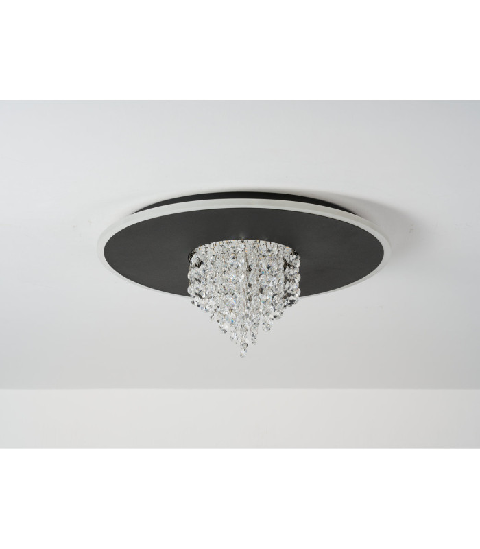 Deluge LED Flush Ceiling Light Black Crystal Glass-4