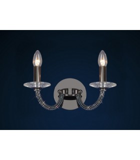 Wall Lamp Switched 2 Candle Light Black Chrome, Crystal - 2