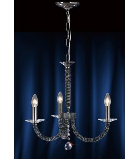 Ceiling Pendant Chandelier 3 Light Black Chrome, Crystal - 2