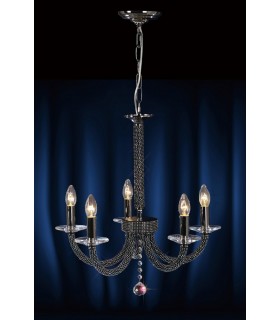 Ceiling Pendant Chandelier 5 Light Black Chrome, Crystal - 2