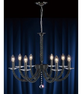 Ceiling Pendant Chandelier 8 Light Black Chrome, Crystal - 2