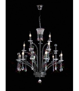 Ceiling Pendant Chandelier Large 12 Light Black Chrome (Item Requires Assembly) - 2