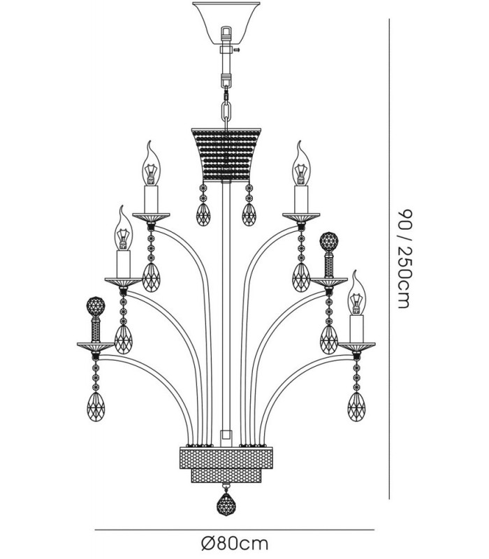 Ceiling Pendant Chandelier Large 12 Light Black Chrome (Item Requires Assembly) - 3