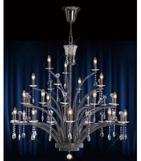 Ceiling Pendant Chandelier 21 Light Black Chrome, Crystal (Item Requires Assembly) - 2