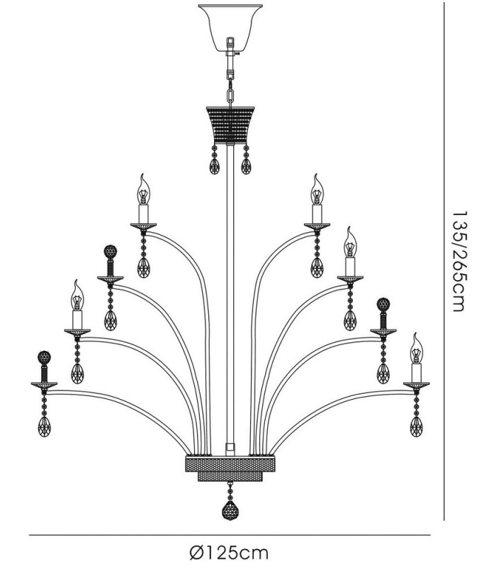 Ceiling Pendant Chandelier 21 Light Black Chrome, Crystal (Item Requires Assembly) - 3