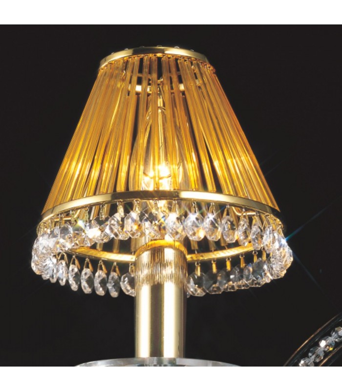 Clip-On Shade with Amber Glass Rods French Gold, - 2