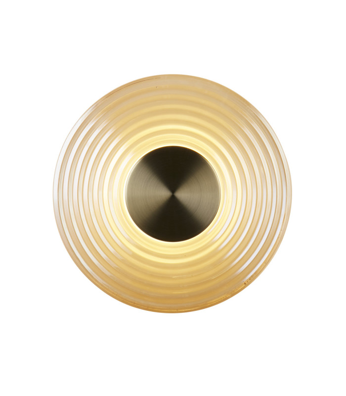 Cleo LED Wall Light Antique Brass Amber Glass-3