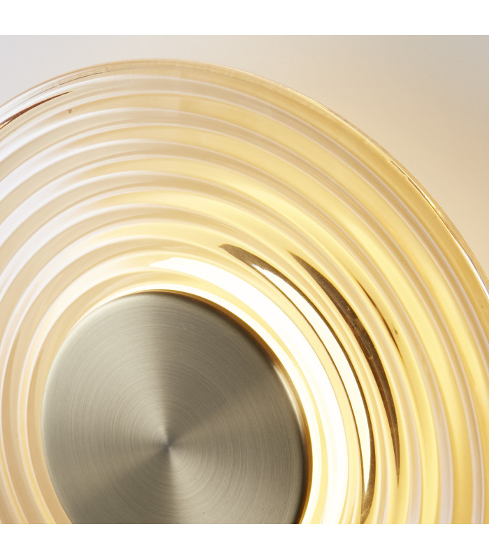Cleo LED Wall Light Antique Brass Amber Glass-5