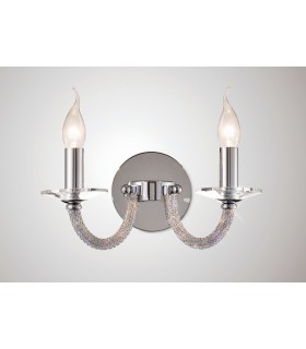 Wall Lamp Switched 2 Candle Light Polished Chrome, Crystal - 2