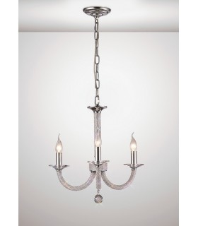Ceiling Pendant Chandelier 3 Light Polished Chrome, Crystal - 2