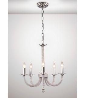 Ceiling Pendant Chandelier 5 Light Polished Chrome, Crystal - 2