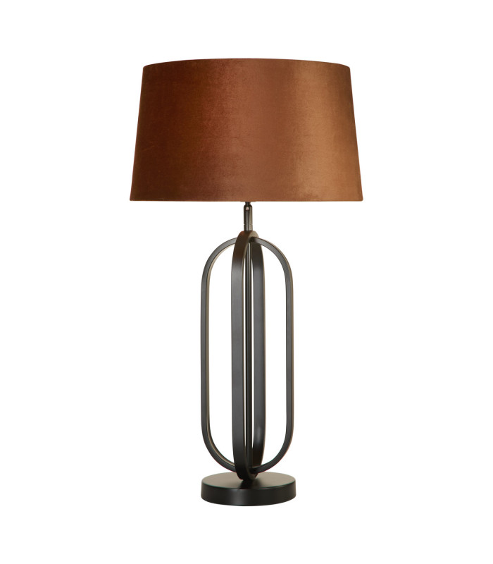 Chic Table Lamp Black Burnt Orange Shade 1x E27-1