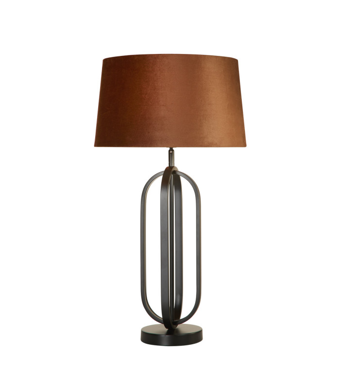 Chic Table Lamp Black Burnt Orange Shade 1x E27-3