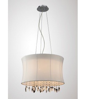 Ceiling Pendant 4 Light with White Shade Polished Chrome, Clear Crystal - 2