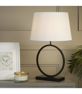 Elegant Table Lamp Matt Black White Shade x E27-2