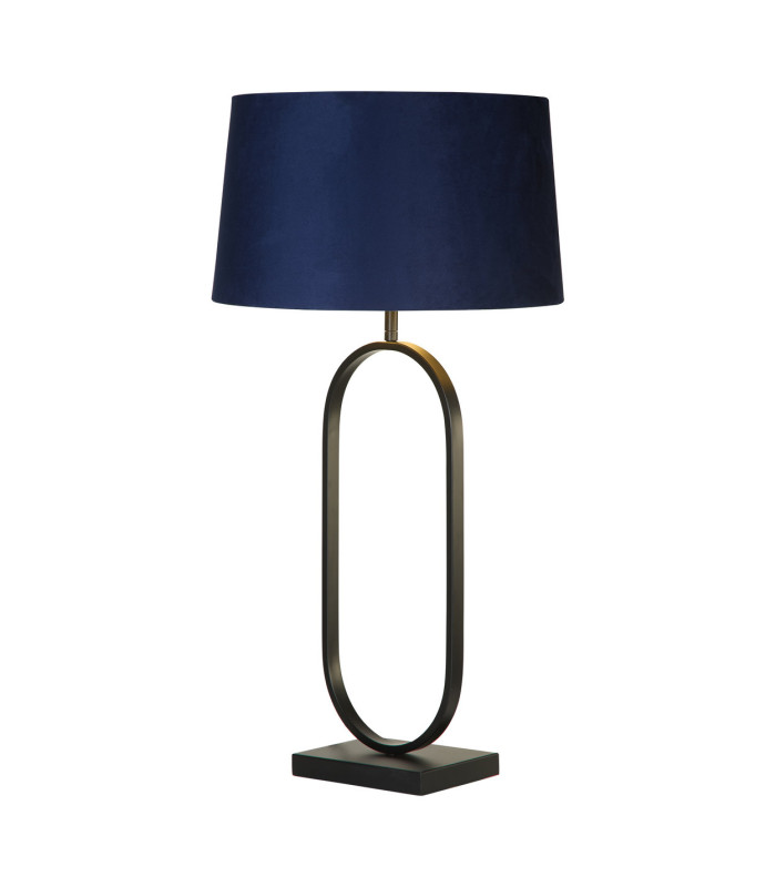 Modish Table Lamp Matt Black Shade Navy 1x E27-1