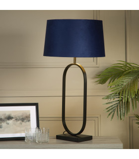 Modish Table Lamp Matt Black Shade Navy 1x E27-2
