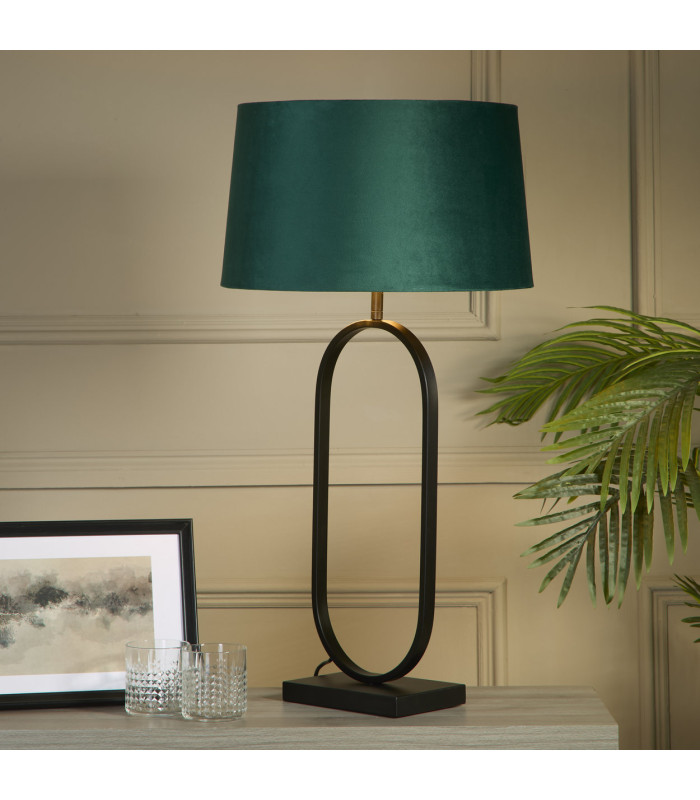 Modish Table Lamp Matt Black Emerald Shade 1x E27-2