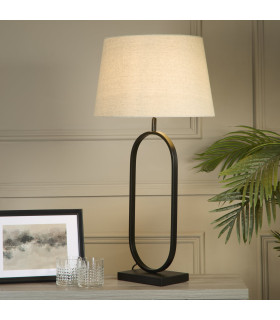 Modish Table Lamp Matt Black Natural Shade 1x E27-2