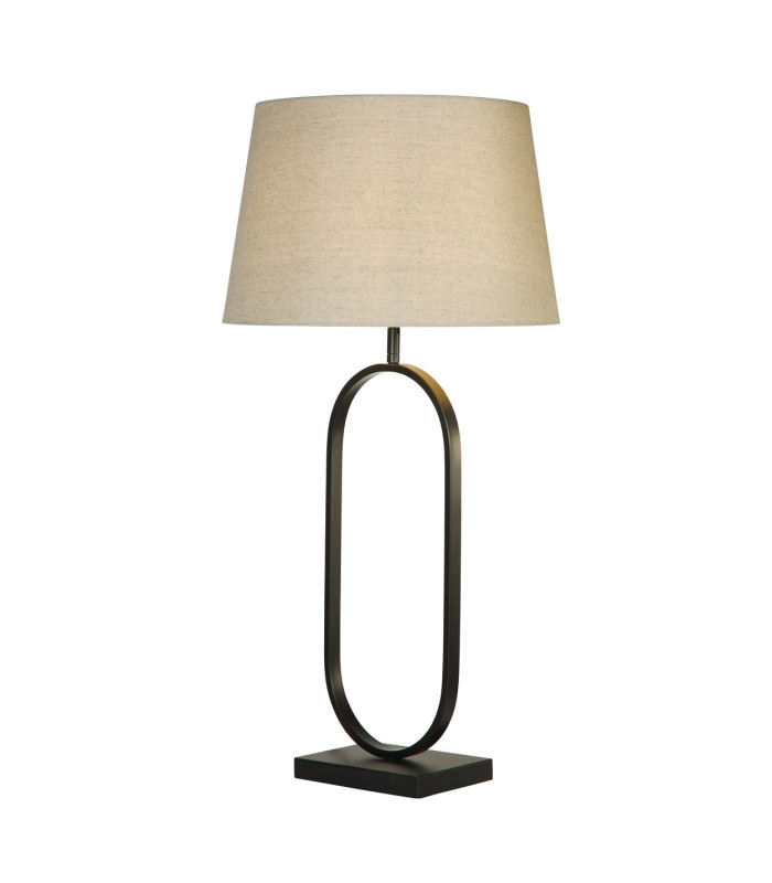 Modish Table Lamp Matt Black Natural Shade 1x E27-3