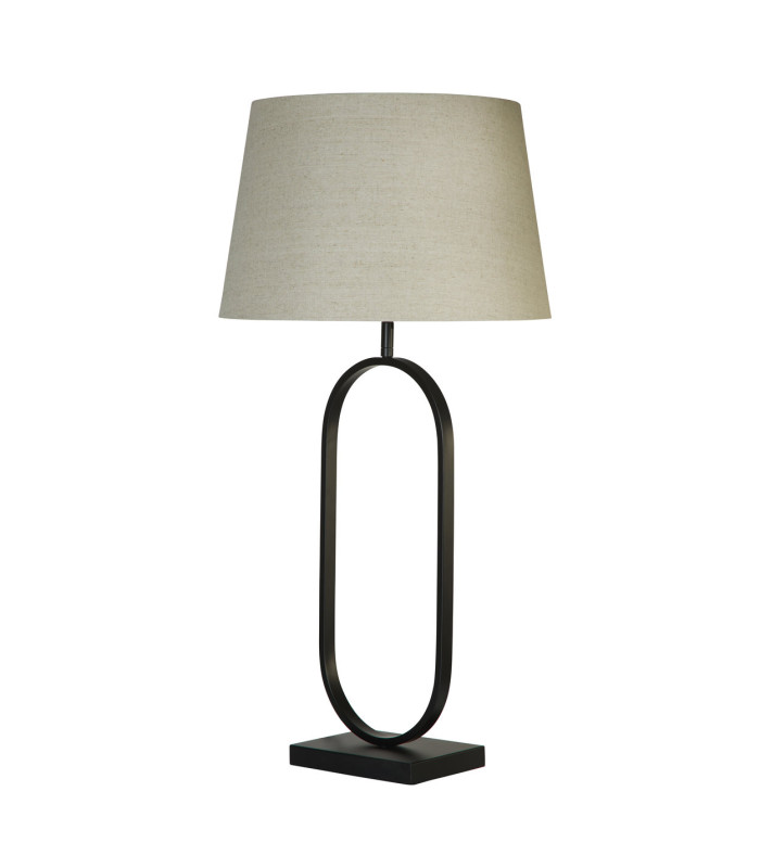 Modish Table Lamp Matt Black Natural Shade 1x E27-4