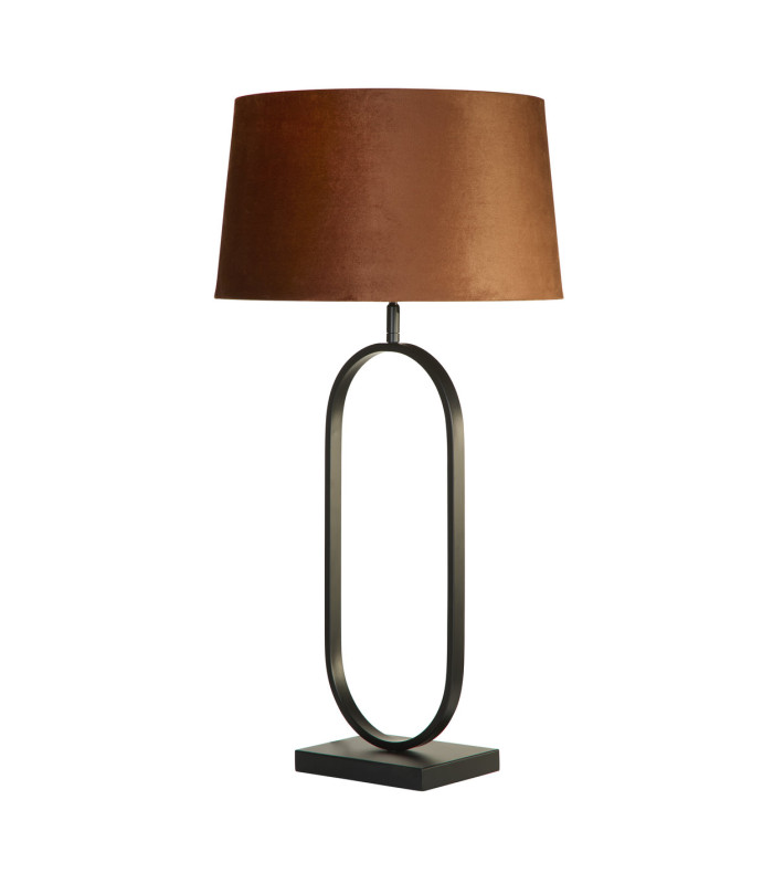 Modish Table Lamp Matt Black Burnt Orange Shade 1x E27-4